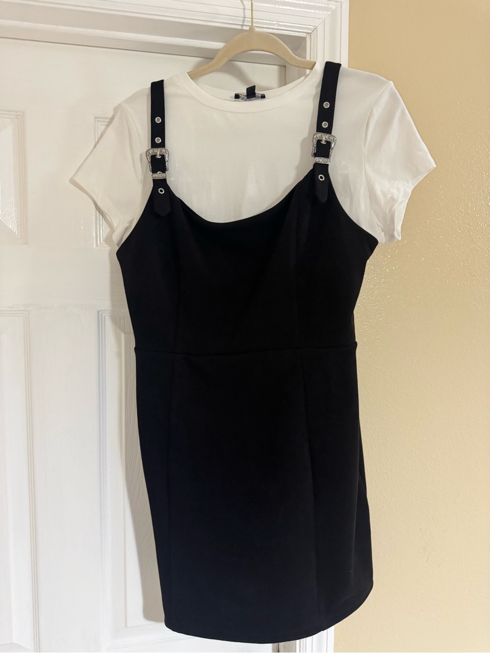As U Wish Black Faux Suede Western Buckle Mini Dress XL
